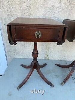 Ferguson Antique Drop Leaf Side Accent Table Night Stand Pedestal Claw Foot USA