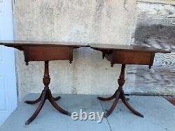 Ferguson Antique Drop Leaf Side Accent Table Night Stand Pedestal Claw Foot USA
