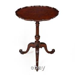 Fine English Chippendale Antique Carved Mahogany Pie Crust Table ca. 1760