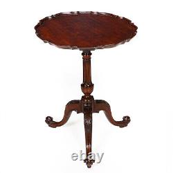 Fine English Chippendale Antique Carved Mahogany Pie Crust Table ca. 1760