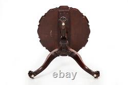 Fine English Chippendale Antique Carved Mahogany Pie Crust Table ca. 1760