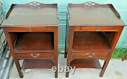 Finest Pair of Oxford Mahogany Chippendale Tables From Kindel Estimated 1940s