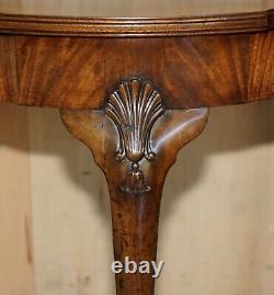 Flamed Mahogany Thomas Chippendale Style Demi Lune Claw & Ball Console Table