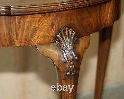 Flamed Mahogany Thomas Chippendale Style Demi Lune Claw & Ball Console Table