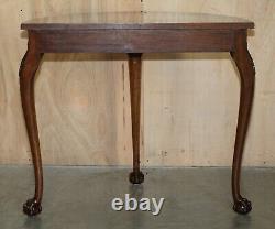 Flamed Mahogany Thomas Chippendale Style Demi Lune Claw & Ball Console Table