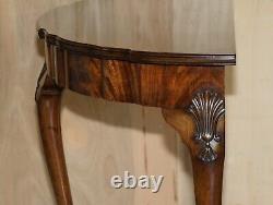 Flamed Mahogany Thomas Chippendale Style Demi Lune Claw & Ball Console Table