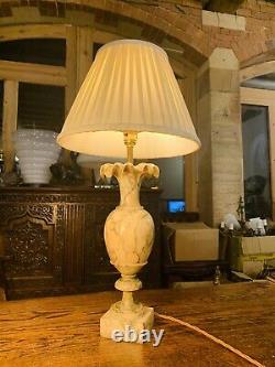 French Antique Carved Solid Marble Table Lamp, Classical Revival, Early 20thC