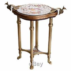 French Chinese Chippendale Style Bronze and Chinoiserie Porclain Table