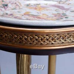 French Chinese Chippendale Style Bronze and Chinoiserie Porclain Table