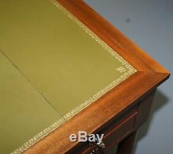 French Empire Revival Bureau De Plat Extending Desk Writing Table Green Leather