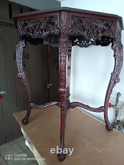 French antique accent-library carved table with Chippendale feet