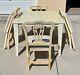 Frontgate Antique White Folding Table With 4 Chippendale Folding Chairs