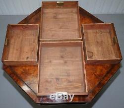 Fully Stamped Regency Circa 1820 Octagonal Drum Center Table Brown Leather Top