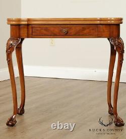 Georgian Style 1930's Vintage Walnut Ball & Claw Flip Top Game Table