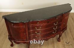 Georgian Style Carved Mahogany Tessellated Marble Top Sideboard