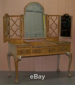 Gillows Vintage Dressing Table & Stool Ornate Claw & Ball Feet Part Of Suite