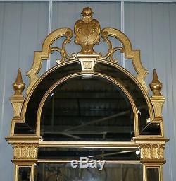 Giltwood Pier Mirror & Quad Pedestal Leg Marble Topped Table After Robert Adam