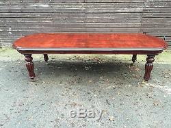 Glass Top Grand Victorian Regency Style Mahogany Table Pro French Polished