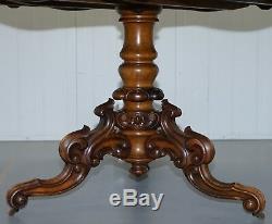 Glorious Book Cut Burr Walnut English Victorian Occasional Centre Dining Table