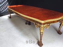 Gorgeous 10.9ft Grand Burr Walnut Marquetry dining table Pro French polished