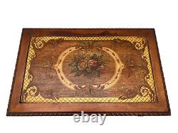 Gorgeous Antique Coffee Table Ball Claw Legs Hand carved Floral Painted Theme