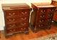 Gorgeous Pair Chippendale Mahogany Bracket Foot Night Stands Tables Bronze Mint