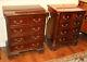 Gorgeous Pair Chippendale Mahogany Bracket Foot Night Stands Tables Bronze Mint