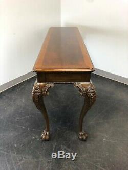 HENREDON Mahogany Chippendale Console Sofa Table with Hairy Paw Feet