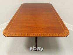 HICKORY CHAIR Banded Mahogany & Satinwood Double Pedestal Dining Table
