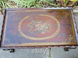 Hand Painted Antique Chippendale Coffee Table Shabby