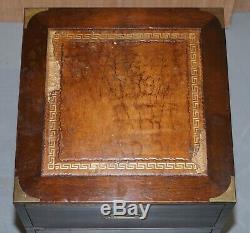 Harrods London Kennedy Military Campaign Side Table Drawers Pair Brown Leather