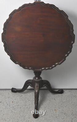 Henkel Harris Carved Chippendale Mahogany Pie Crust Tilt Top Table Claw & Ball