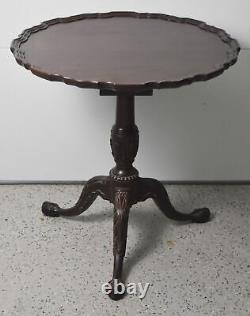 Henkel Harris Carved Chippendale Mahogany Pie Crust Tilt Top Table Claw & Ball