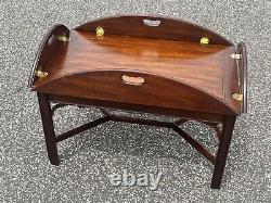 Henkel Harris Chippendale Style Mahogany Butler's Tray Coffee Table