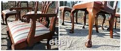 Henkel Harris Mahogany Dining Table Councill Set 6 Ball Claw Chippendale Chairs