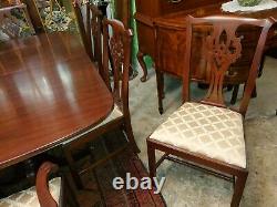Henkel Harris Mahogany Dining Table with 8 Chairs Chippendale 3 leaves