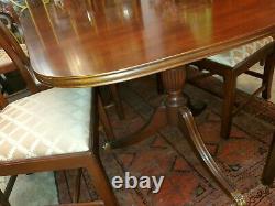 Henkel Harris Mahogany Dining Table with 8 Chairs Chippendale 3 leaves
