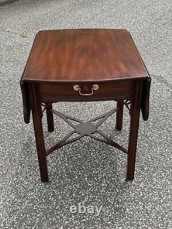 Henkel Harris SPNEA Chippendale Style Mahogany Drop Leaf End Table