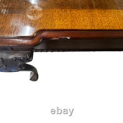 Henredon Chippendale Banded Mahogany & Burl Wood Dining Table 2 Leaves & Tags