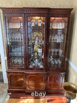 Henredon Chippendale Mahogany Dining Set -Table, 6 Chairs, & Breakfront Cabinet