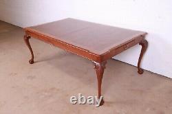 Henredon Chippendale Mahogany and Burl Wood Extension Dining Table, Refinished