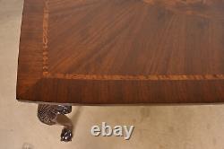 Henredon Chippendale Mahogany and Inlaid Burl Wood Extension Dining Table