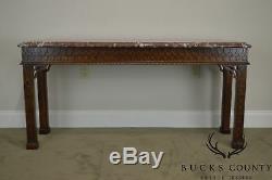 Henredon Chippendale Style Mahogany Marble Top Console Table