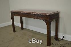 Henredon Chippendale Style Mahogany Marble Top Console Table