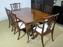 Henredon/ Maitland-Smith Mahogany Dining Table, 2 Leaves & 6 Chippendale Chairs