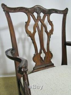 Henredon/ Maitland-Smith Mahogany Dining Table, 2 Leaves & 6 Chippendale Chairs