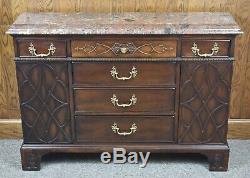 Henredon Marbel Top Mahogany Chippendale Server Console Table Williamsburg Style