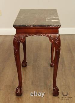 Hickory Chair Chippendale Mahogany Marble Top Console Table