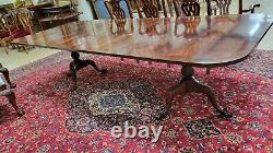 Hickory Chair Double Pedestal Dining Table Flame Mahogany Inlaid Banding AW3