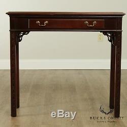 Hickory Chair Mahogany & Burlwood Chippendale Style One Drawer Console Table